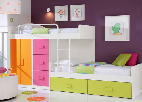 Dormitorio Infantil, Tres Camas + Cajonera Y Placar