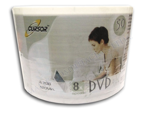 Pack 50 Unidades Dvd-r Virgen Cursor Estampado Logo 8x