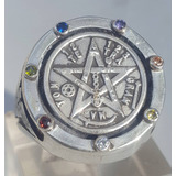 Anillo Tetragrammaton Con Piedras En Plata 2 Cm Art 243