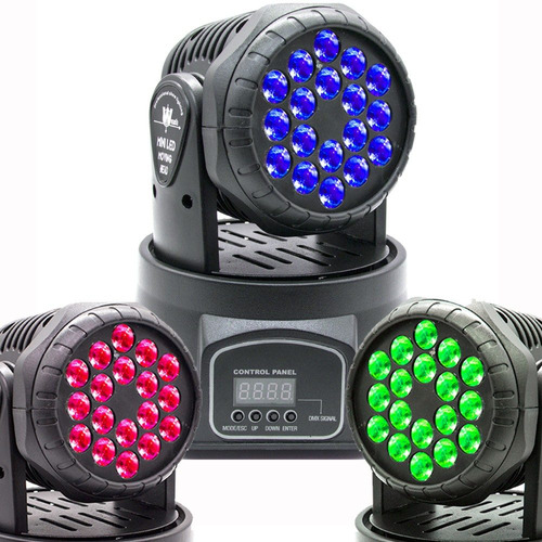 Mini Moving Head Wash 18 Quadrileds Rgb Iluminação Dj