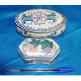 Antigo Conjunto De Porta Joias Chinês De Porcelana 2 Peças.