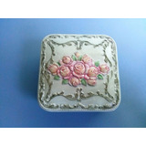 Antiga Caixa / Porta Joia Em Porcelana Decorada Com Flores