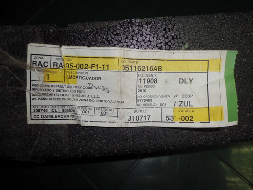 Absorbe Impacto Delantero Sebring 07-10 Pn#05116216ab Foto 4