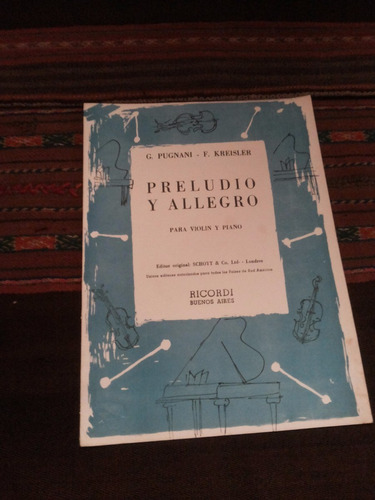 Antigua Partitura Preludio Y Allegro Violin Piano Pugnani