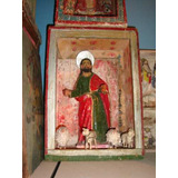 Antiguo Retablo Imagen Talla San Marcos Evangelista Ganado