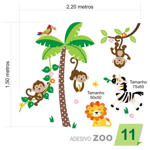 Adesivo De Parede Infantil Quarto Bebê Árvore Zoo 011