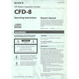 Manual  Cd  Radio  Cassette - Corder     Sony  Cfd-8
