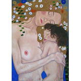 Madre Con Bebe Cuadro Oleo Enmarcado Copia De Klimt