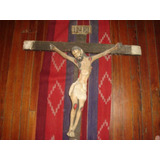 Antiguo Cristo Crucificado Sin Virgen Maria Cruz Madera