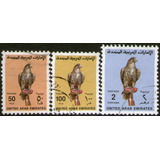 Emiratos Árabes Unidos 3 Sellos Usados Pájaros = Halcón 1990