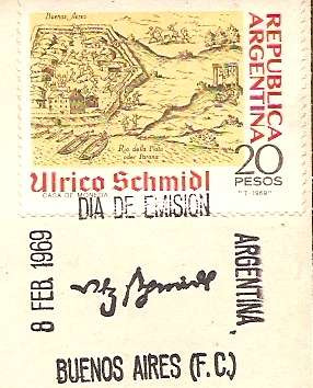 Homenaje A U. Schmidl - Cuadro 833 + Sobre Primer Día De Emisión. Argentina 1969