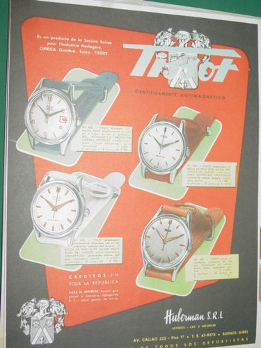 Publicidad Antigua Relojes Tissot Huberman Buenos Aires Mod2