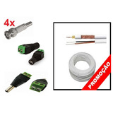 Kit Cabo Coaxial Cftv Bipolar 100m 90%+ 8 Conectores P1a8c