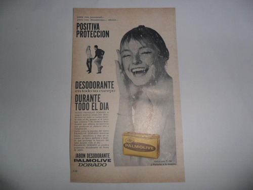 Antigua Publicidad Jabon Desodorante Palmolive Dorado 1965