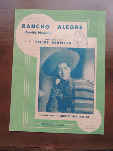 Antiga Partitura Rancho Alegre Mexicano Felipe Bermejo
