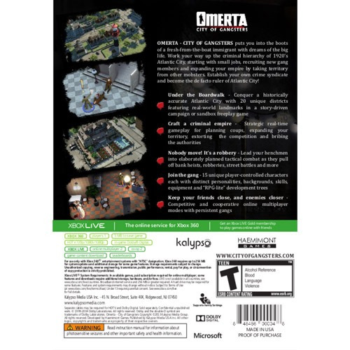 Videojuego Omerta: City Of Gangsters (xbox 360)