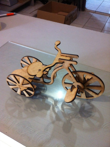 Triciclo Em Madeira Mdf Brinquedo Corte A Laser