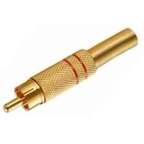 Plug Rca Metálico Dourado 5mm Vermelho