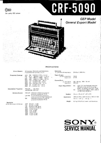 Radio Sony - Crf-5090 - - Esquemas - Envio Só Por Email