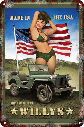 Carteles Antiguos De Chapa Gruesa 60x40cm Jeep Willys Au-286