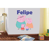 Adesivo Parede Quarto Infantil Peppa Pig Nome Menino Sku7