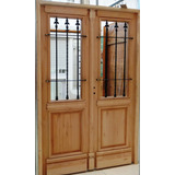 Portón Puerta Doble Madera Exterior 1/2 Reja Colonial 135 Cm