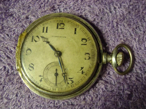 Antiguo Reloj De Bolsillo Longuevue De Plata Funciona