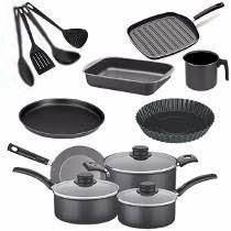 Set Bateria De Cocina Tramontina Teflon 9pz + 4 Utensilios