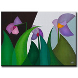 Quadro Decorativo Gravura Tela Painel Cubismo Flores3 100x80