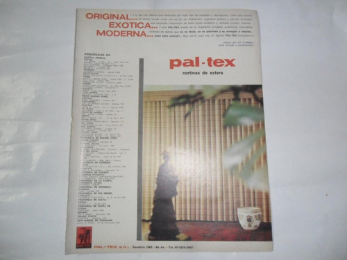 Pal Tex Cortinas De Estera Exotica Moderna Publicidad 1967