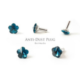 Pingente Anti Dust Poeira Celular Flor Pedra Azul