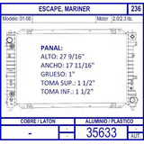 Radiador Ford Escape 2.0 / 2.3 Lts 2001 2002 2003 2004 2005