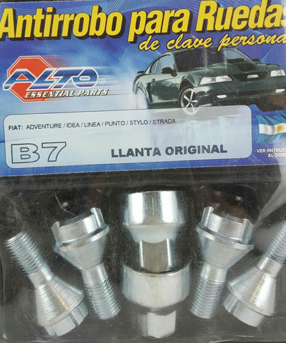 Tuercas Bulon Antirrobo Alto B7 Fiat Argo / Cronos Maranello