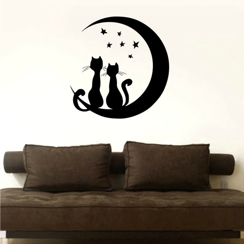 Adesivo Decorativo Casal Namorados Cat Gatos Gata Lua