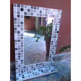 Espejo Venecitas 40x60 Blanco Y Grises Diseño Y Deco Baño