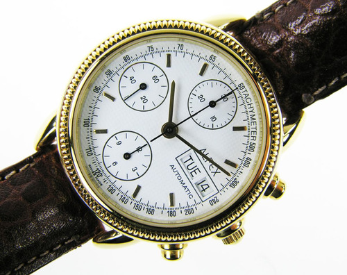 Reloj Chronograph Alfex Tachymeter- Tapa De Cristal