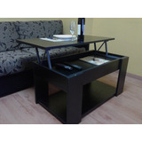 Mesa Ratona Elevable  Fresno Negro En Melamina 18mm