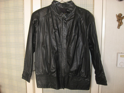 Campera De Cuero De Dama Negra Genuine Leather