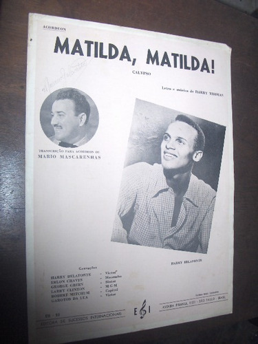 Partitura Matilda Matilda Acordeon Harry Belafonte