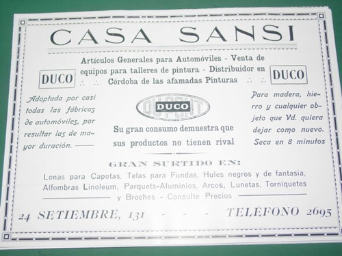 Cordoba Clipping Casa Sansi Automoviles Pintura Duco Dupont