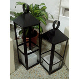 Set De 2 Faroles Fanales 50/40 Cm  Para Velas De Metal