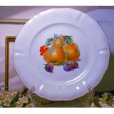 Antiguo Plato De Porcelana Con Frutas 25 Cm Lea Descripción 