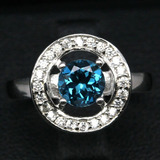 Anillo De Plata Topaz Azul Y Blanco Sz 7