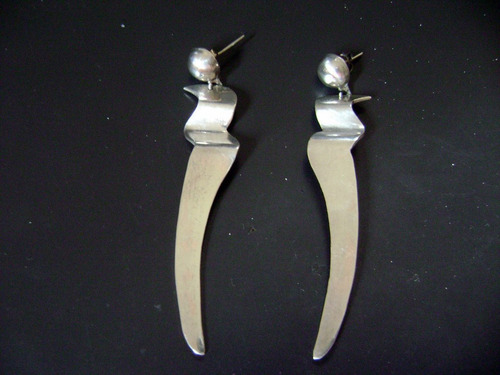 Aretes Pendientes Largos 9 Cm. En Plata Sólida Ley .925.