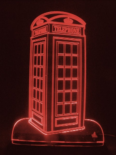 Luminária Abajur  Acrílico Com Led Cabine Telefônica Londres