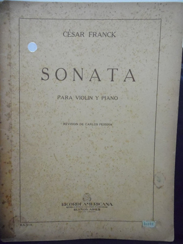 Partitura Violino Piano  Sonata  César Franck Completo