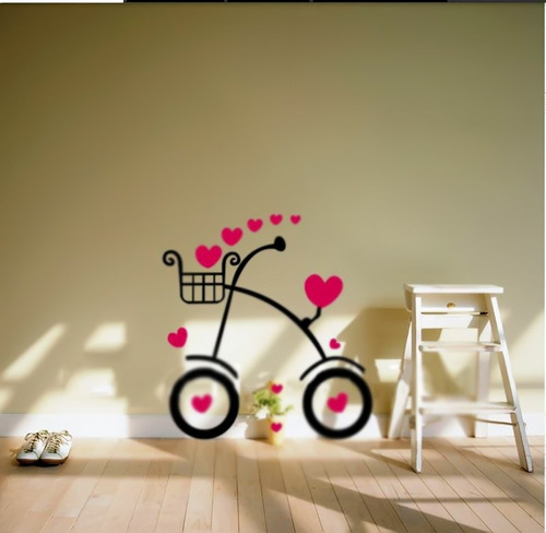 Vinilo Pared Infantiles Bici Nena Decoración Wall Stickers