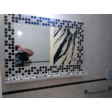 Espejo Venecitas 50x70+ Estante Decoracion Baño Blanco Y Neg