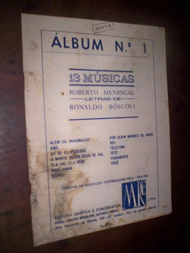 Raro Album Musicas Roberto Menesca L 1967