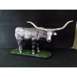 Escultura Toro Texas Longhorn Plata 999 Figura Decorativa